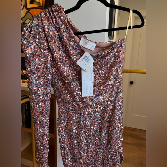 NEW WITH TAGS! Bronx and Banco Galaxy Midi Dress Pink Sequin - Picture 5 of 10